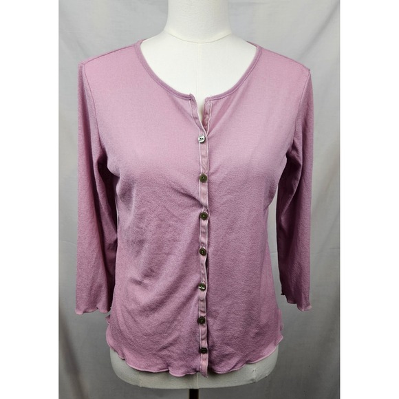 J. Jill Sweaters - J Jill Womens Pink Knit Button Front Cardigan‎ 3/4 Sleeve M Coquette Fairy